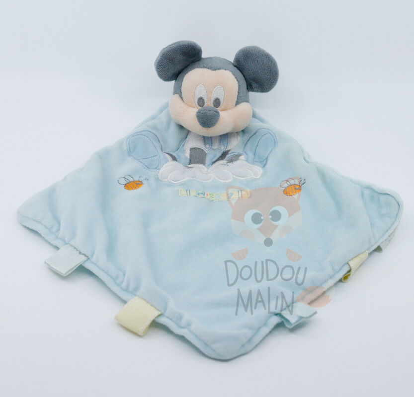 Disney Mickey la souris Doudou plat bleu abeille 25 cm